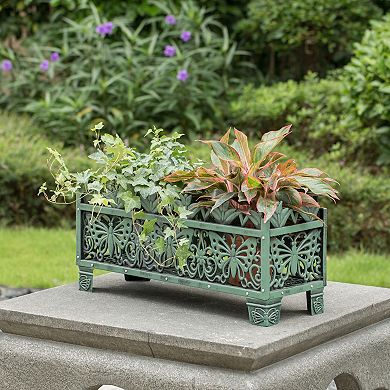 Outdoor Living Butterfly Rectangle Plant Stand, Flower Planting Pot