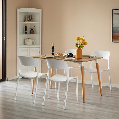 Modern Plastic Outdoor Dining Chair with Open Curved Back, White