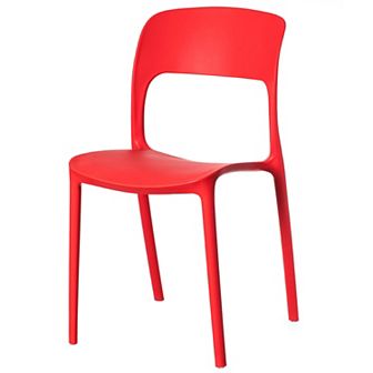Modern Plastic Outdoor Dining Chair with Open Curved Back, White