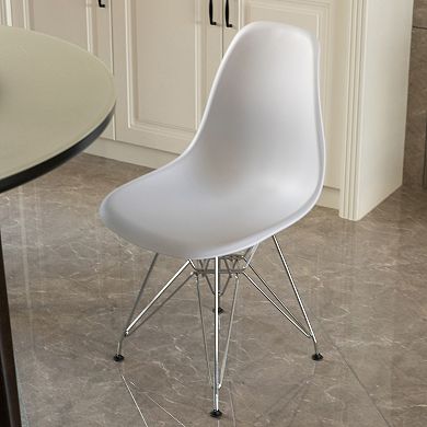 Mid-Century Modern Style Plastic DSW Shell Dining Chair with Metal Legs