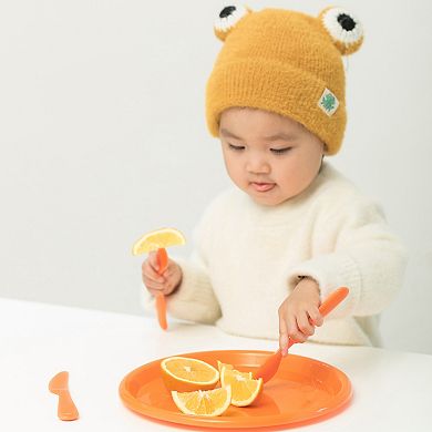 Reusable Cutlery Set Of 4 Plastic Plates, Spoons, Forks and Knives for Baby and Toddlers