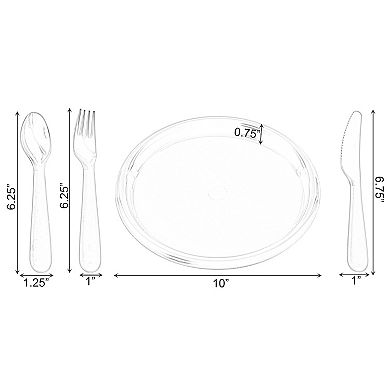 Reusable Cutlery Set Of 4 Plastic Plates, Spoons, Forks and Knives for Baby and Toddlers