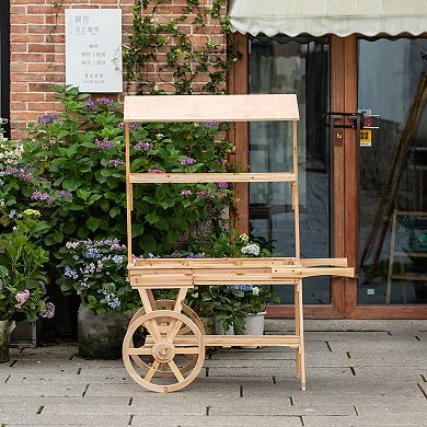 Wooden Rolling Table Cart with Wheels for Home Décor, Display Rack, Coffee Station, Food Stand