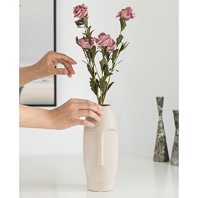 Ceramic Abstract Face Modern Statue Sculpture Flower Centerpiece Vase