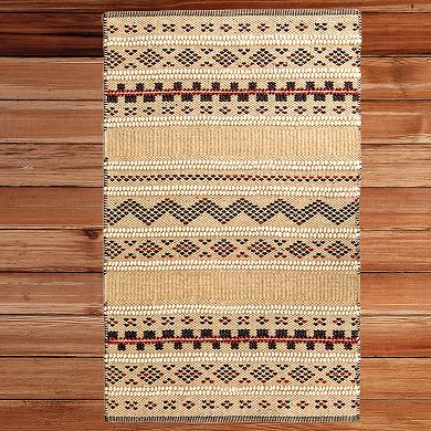 Handwoven Boho Beige Textured 100% Wool Flatweave Kilim Rug