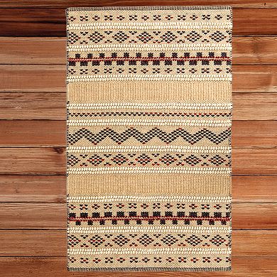 Handwoven Boho Beige Textured 100% Wool Flatweave Kilim Rug