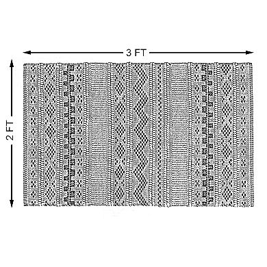 Handwoven Boho Beige Textured 100% Wool Flatweave Kilim Rug