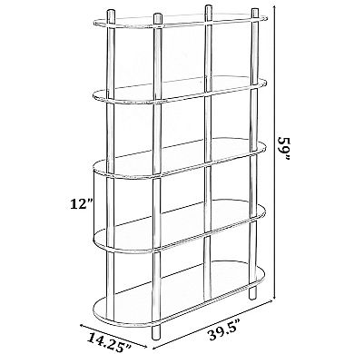 5 Tier Open Bookshelf, Contemporary Classic Modern Style Free Standing Wood Display Rack Unit for Collections, 59" Height Etagere Bookcase