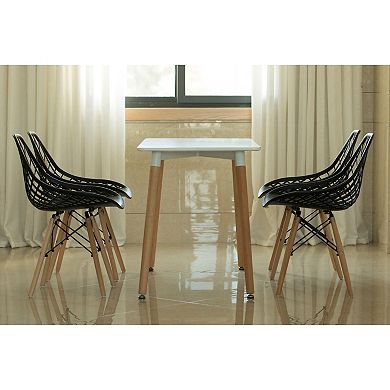 Plastic DSW Shell Dining Chair with Lattice Back and Wooden Dowel Eiffel Legs, Set of 4