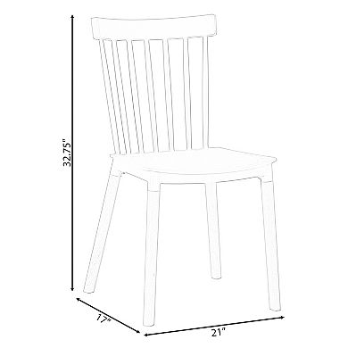 Modern Plastic Dining Chair Windsor Design with Beech Wood Legs, Set of 2