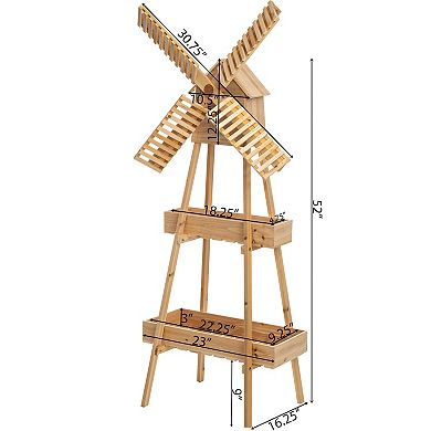 Wooden Cart Windmill Accent, Versatile and Decorative Piece for Home or Garden Decor