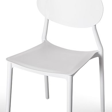 Modern Plastic Outdoor Dining Chair with Open Oval Back Design
