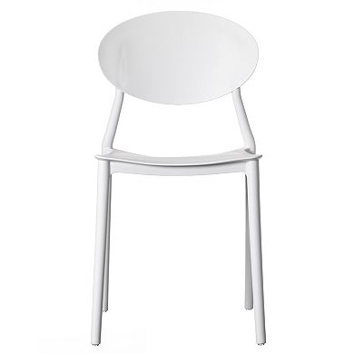 Modern Plastic Outdoor Dining Chair with Open Oval Back Design