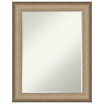 Elegant Brushed Bronze Petite Bevel Bathroom Wall Mirror
