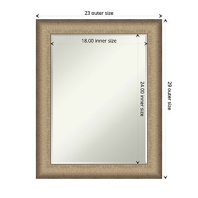 Elegant Brushed Bronze Petite Bevel Bathroom Wall Mirror