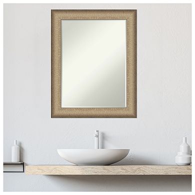 Elegant Brushed Bronze Petite Bevel Bathroom Wall Mirror