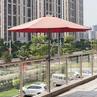 condo patio umbrella PURPLE LEAF 8x8ft Eco-Friendly Tilting Umbrella, Pebble Grey The PURPLE LEAF 15 FT Patio Market Umbrella Domi Outdoor Living - Patio