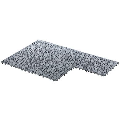 Interlocking Cobbled Stone Look Pathway Tiles, Decorative Floor Grass Pavers Anti- Slip Mat, 5 pack