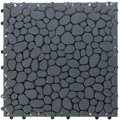 Interlocking Cobbled Stone Look Pathway Tiles, Decorative Floor Grass Pavers Anti- Slip Mat, 5 pack