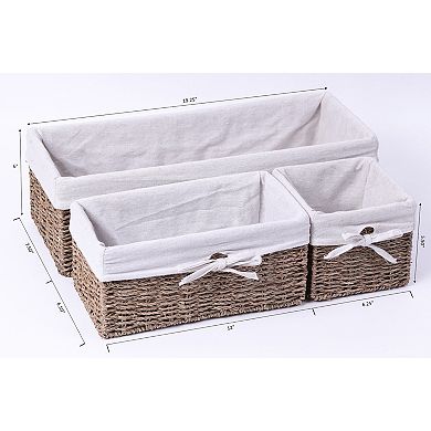 Seagrass Shelf Storage Baskets with Lining
