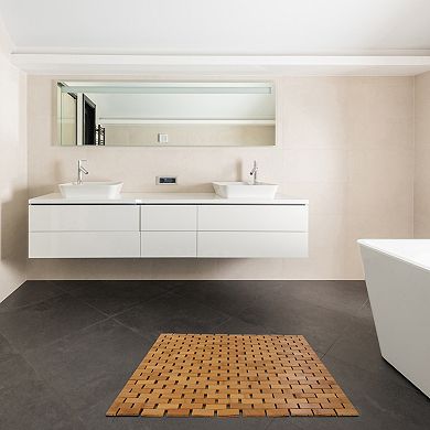 Foldable Bamboo Bathmat Natural Anti-Slip Rug, Flooring Solution for Stylish Bathroom