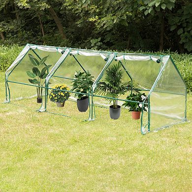 Green Outdoor Waterproof Portable Plant Greenhouse with 2 Clear Zippered Windows