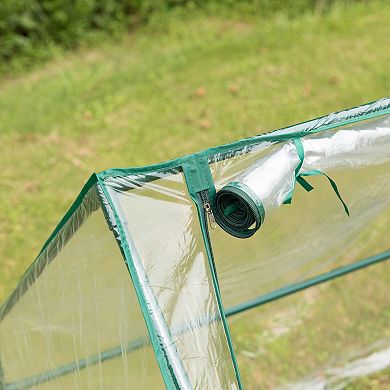 Green Outdoor Waterproof Portable Plant Greenhouse with 2 Clear Zippered Windows
