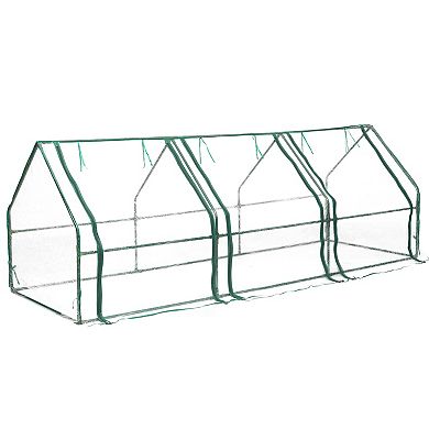 Green Outdoor Waterproof Portable Plant Greenhouse with 2 Clear Zippered Windows