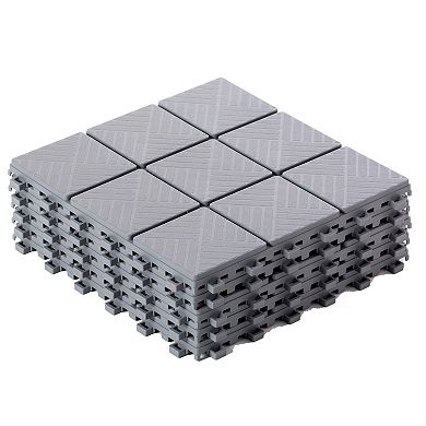 Interlocking Garden Path Tiles Outdoor Flooring Decorative Floor Grass Paver, Pack of 5