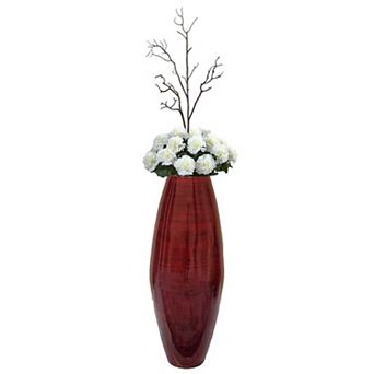 Uniquewise Modern Bamboo Cylinder Floor Vase for Dining, Living Room, Entryway Decoration