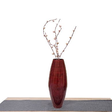 Uniquewise Modern Bamboo Cylinder Floor Vase for Dining, Living Room, Entryway Decoration