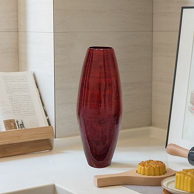 Uniquewise Modern Bamboo Cylinder Floor Vase for Dining, Living Room, Entryway Decoration