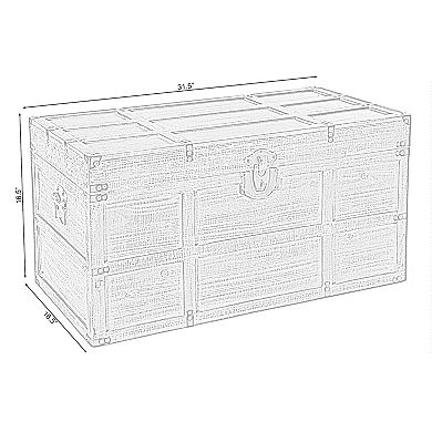 Wooden Lined Rustic Storage Trunk with Latch