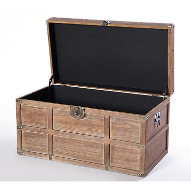 Wooden Lined Rustic Storage Trunk with Latch