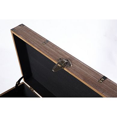Wooden Lined Rustic Storage Trunk with Latch
