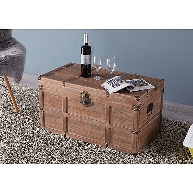 Wooden Lined Rustic Storage Trunk with Latch