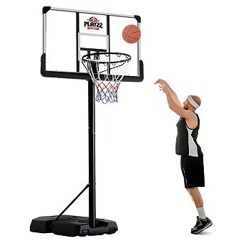 Portable Basketball Hoop 8-10 ft Adjustable - 44 in Shatterproof Backboard - Basketball Goal System