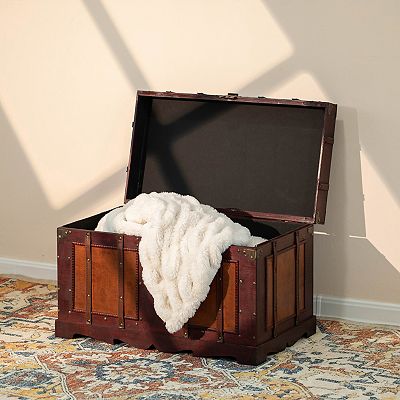 Coffre Au Trésor En Bois Style Colonial Avec Cadenas - Décoration Vintage, Rangement Bijoux, 3 Tailles Disponibles