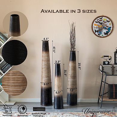 Tall Handcrafted Floor Vase - Waterproof Cylinder-Shaped Design, Ideal for Tall Floral Arrangements