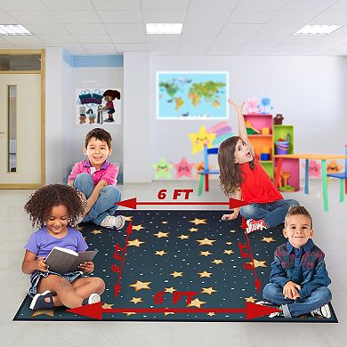 Deerlux Social Distancing Colorful Kids Classroom Seating Area Rug,