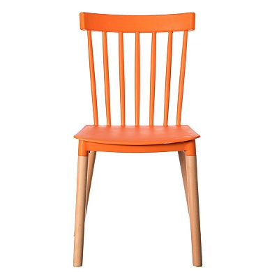 Modern Plastic Dining Chair Windsor Design with Beech Wood Legs