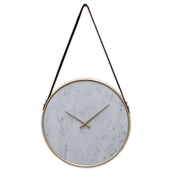 Decorative Contemporary Metal Wall Clock Marble Look Face