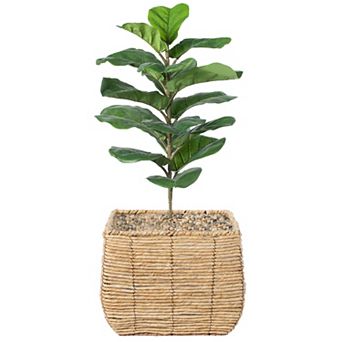 Woven Square Flowerpot Planter with Leak-Proof Plastic Lining