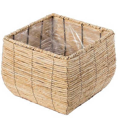 Woven Square Flowerpot Planter with Leak-Proof Plastic Lining