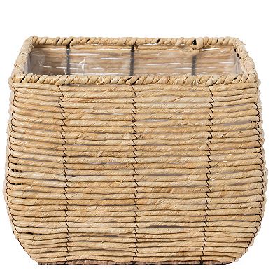 Woven Square Flowerpot Planter with Leak-Proof Plastic Lining