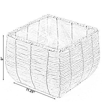 Woven Square Flowerpot Planter with Leak-Proof Plastic Lining