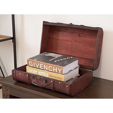Pirate Style Cherry Vintage Wooden Luggage with X Design