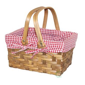 Wickerwise Small Rectangular Woodchip Picnic Baskets with Double Folding Handles