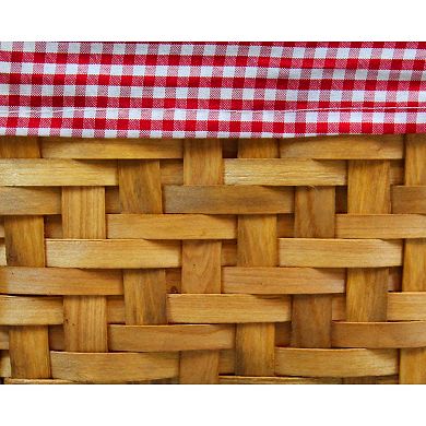 Wickerwise Small Rectangular Woodchip Picnic Baskets with Double Folding Handles