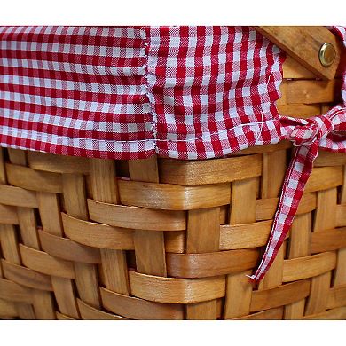 Wickerwise Small Rectangular Woodchip Picnic Baskets with Double Folding Handles